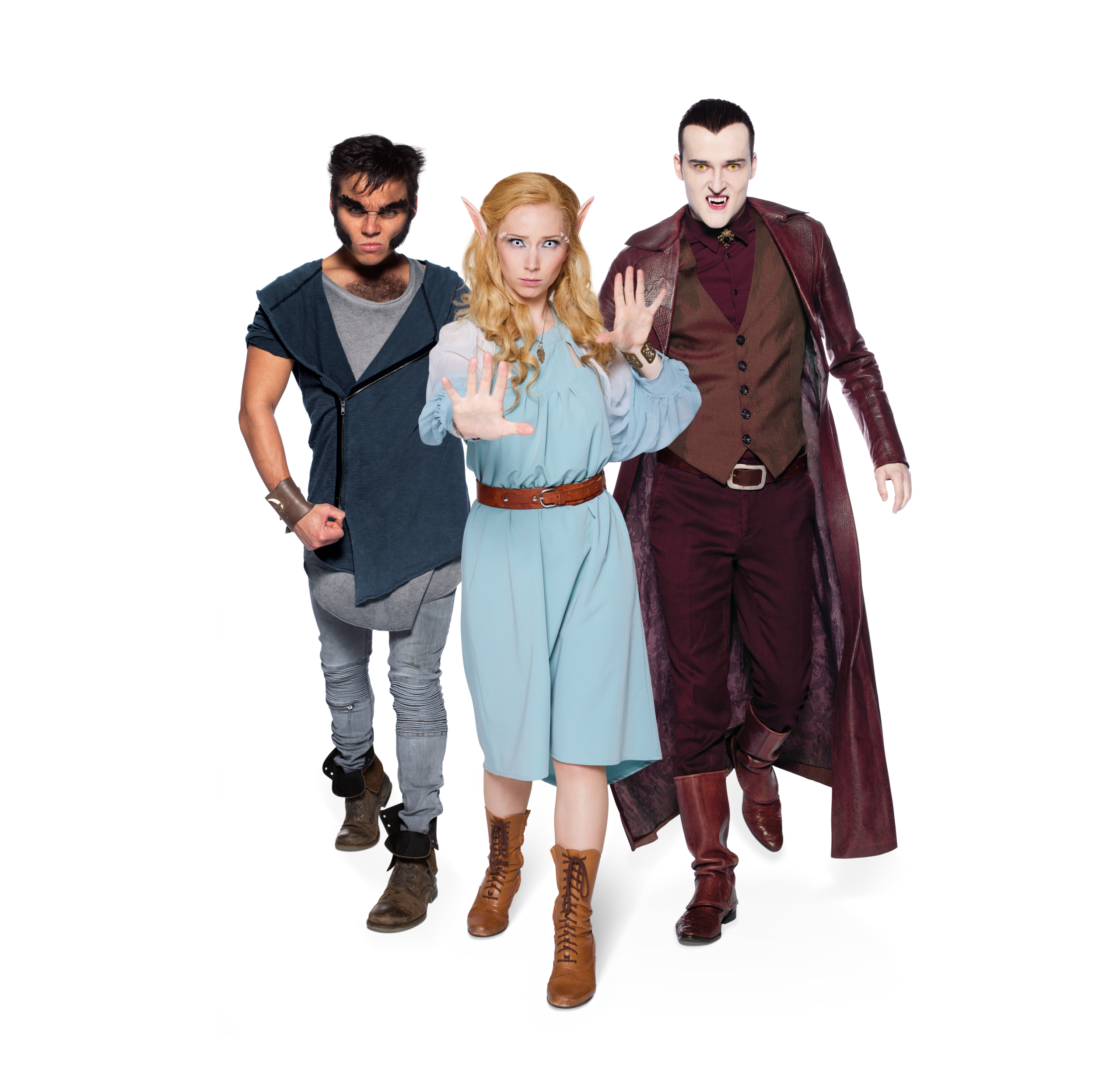 Keelin, Wilko en Vladimir van Nachtwacht tijdens een Meet & Greet of live optreden in fantasykostuums vol magie en mysterie